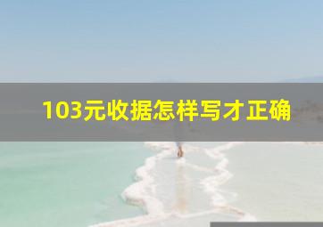 103元收据怎样写才正确