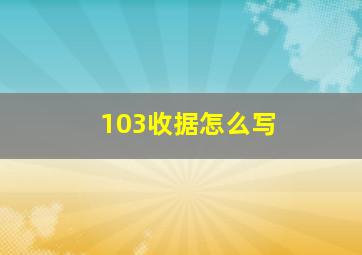 103收据怎么写