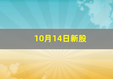 10月14日新股