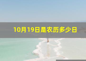 10月19日是农历多少日