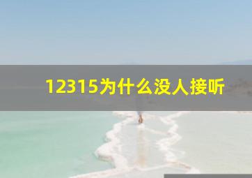 12315为什么没人接听