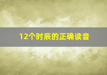 12个时辰的正确读音