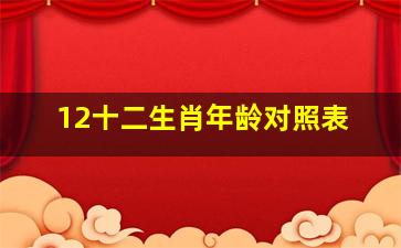 12十二生肖年龄对照表