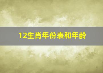 12生肖年份表和年龄