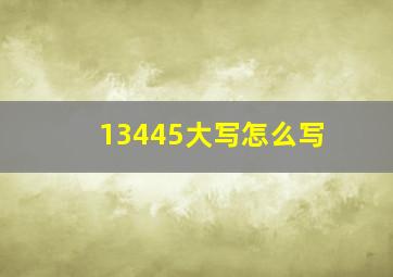 13445大写怎么写