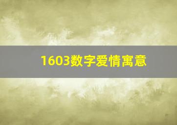 1603数字爱情寓意