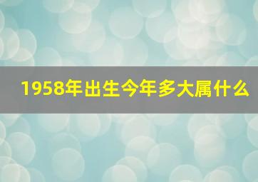 1958年出生今年多大属什么