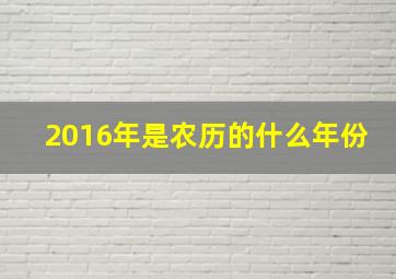 2016年是农历的什么年份