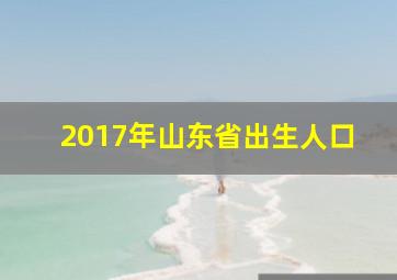 2017年山东省出生人口