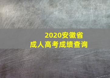 2020安徽省成人高考成绩查询