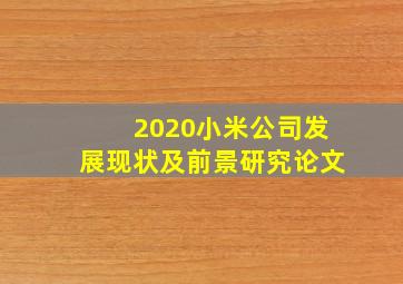 2020小米公司发展现状及前景研究论文