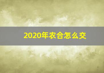 2020年农合怎么交