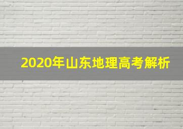 2020年山东地理高考解析