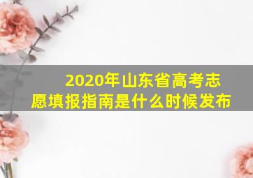 2020年山东省高考志愿填报指南是什么时候发布