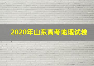 2020年山东高考地理试卷