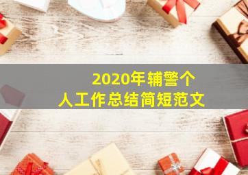 2020年辅警个人工作总结简短范文