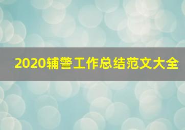 2020辅警工作总结范文大全