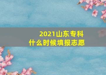 2021山东专科什么时候填报志愿