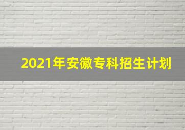 2021年安徽专科招生计划