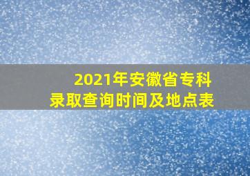 2021年安徽省专科录取查询时间及地点表