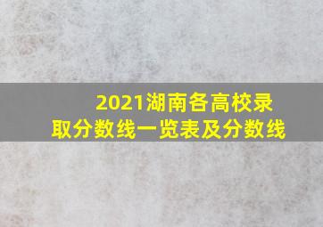 2021湖南各高校录取分数线一览表及分数线