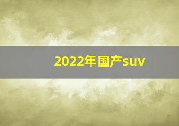 2022年国产suv