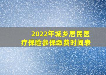 2022年城乡居民医疗保险参保缴费时间表