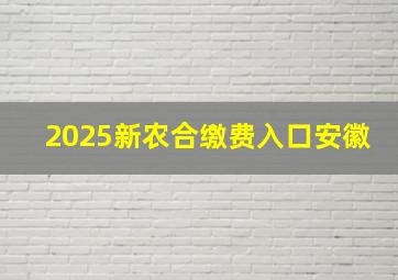 2025新农合缴费入口安徽