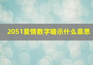 2051爱情数字暗示什么意思