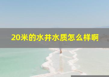 20米的水井水质怎么样啊