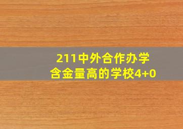 211中外合作办学含金量高的学校4+0