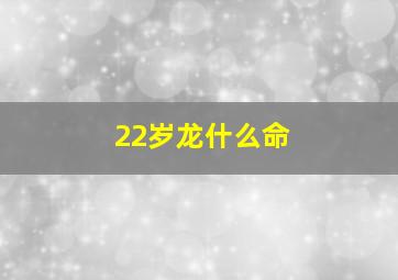 22岁龙什么命