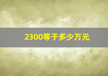 2300等于多少万元