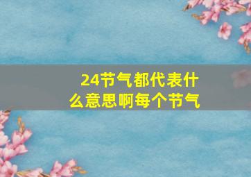 24节气都代表什么意思啊每个节气