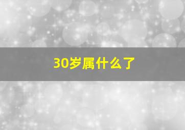 30岁属什么了