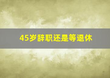 45岁辞职还是等退休