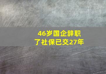 46岁国企辞职了社保已交27年