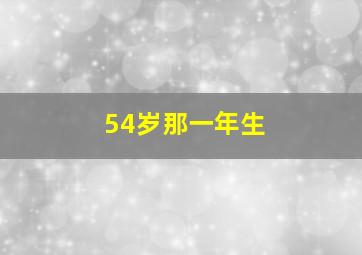 54岁那一年生