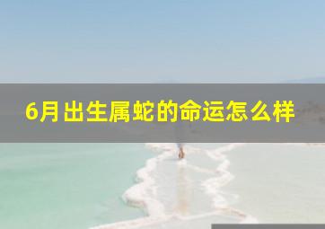 6月出生属蛇的命运怎么样