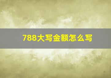 788大写金额怎么写