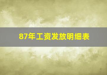 87年工资发放明细表