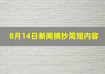 8月14日新闻摘抄简短内容