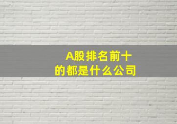 A股排名前十的都是什么公司