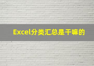 Excel分类汇总是干嘛的