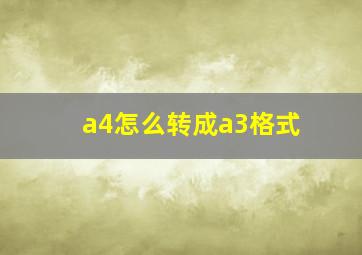 a4怎么转成a3格式