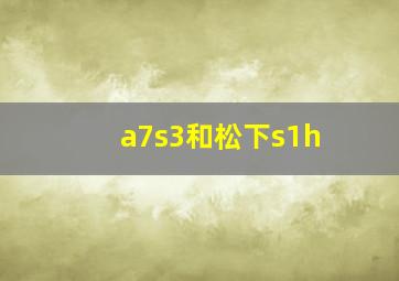 a7s3和松下s1h