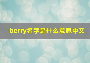 berry名字是什么意思中文