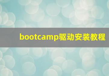 bootcamp驱动安装教程