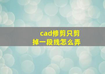 cad修剪只剪掉一段线怎么弄