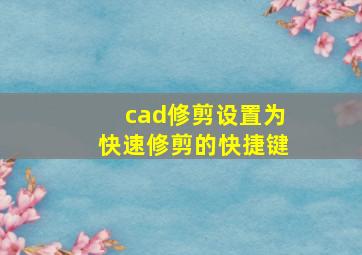 cad修剪设置为快速修剪的快捷键